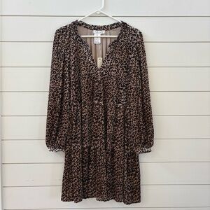 She + Sky Brown Leopard Long Sleeve Dress